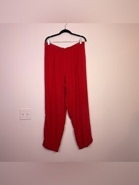 Sag Harbor | Red Lightweight Trouser Pull On Elastic Waist Dress Pants 16 W
